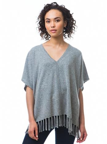 525 America Cashmere Donegal Tweed Fringe Poncho
