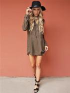 West Coast Wardrobe Sanctuary L/s Dress In Olive