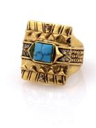 House Of Harlow 1960 Jewelry Cushion Cocktail Ring With Turquoise