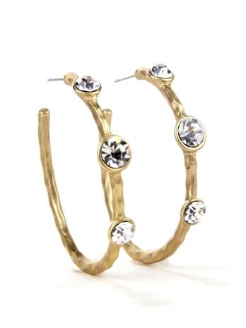 Pink Mascara Hoop Earrings With Stones