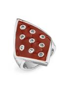 House Of Harlow 1960 Jewelry Palladium Plated Ring With Enamel