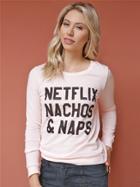 West Coast Wardrobe Netflix, Nachos, Naps L/s Sweatershirt In Blush