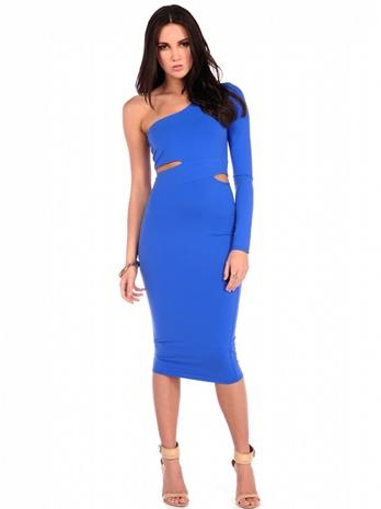 Donna Mizani Mid Length One Shoulder Cut Out Dress