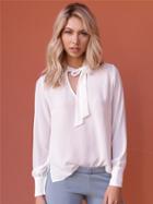West Coast Wardrobe Strictly Business Sheer Top With Necktie In Ivory
