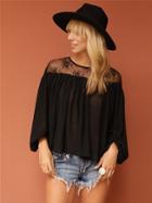 West Coast Wardrobe On The Horizon Lace Shoulder Top In Black