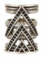 House Of Harlow 1960 Jewelry Chevron Ring With Black Pave