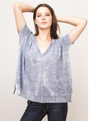 525 America Linen Spray Dye Boxy V Neck