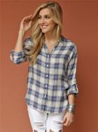 West Coast Wardrobe Tomboy Flannel Shirt In Blue Multi