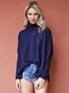 West Coast Wardrobe Poppy Turtleneck Sweater In Blue Night