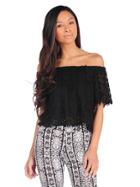 Surf Gypsy By Vintage Havana Crochet Off The Shoulder Top