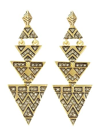 House Of Harlow 1960 Jewelry Pave Tribal Triangle Earrings