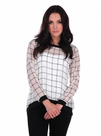 Vintage Havana Check Print Knit Rib Fly Back Top