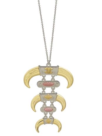 House Of Harlow 1960 Jewelry Noble  Tribe Triple Horn Necklace