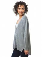 525 America Cashmere Hi/lo Cardigan W/neon Piping