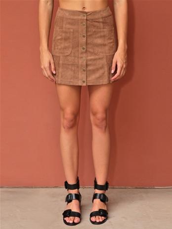 West Coast Wardrobe Western Moon Faux Suede Skirt In Sand