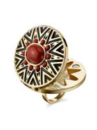House Of Harlow 1960 Jewelry Tribal Ring With Coral Cabochon