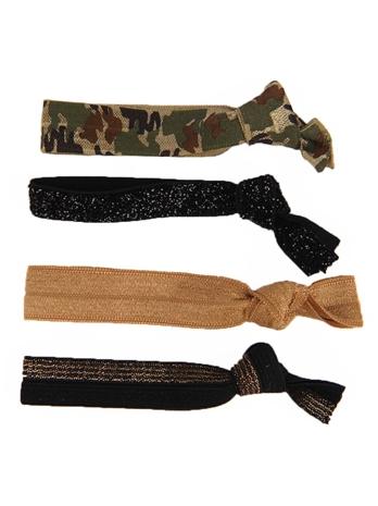 Glam Bands Camo, Black And Gold Combo Hair Ties