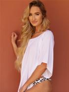 West Coast Wardrobe Jordan's Gauzy Boho Peasant Roundneck Tunic Top In White