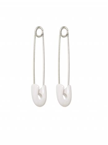 Kristin Cavallari For Glamboutique Safety Pin Earrings In White