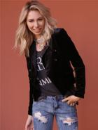 West Coast Wardrobe Happy Hour Velvet Blazer Jacket In Black