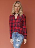 West Coast Wardrobe Johnny L/s Button Up Flannel In Navy/red