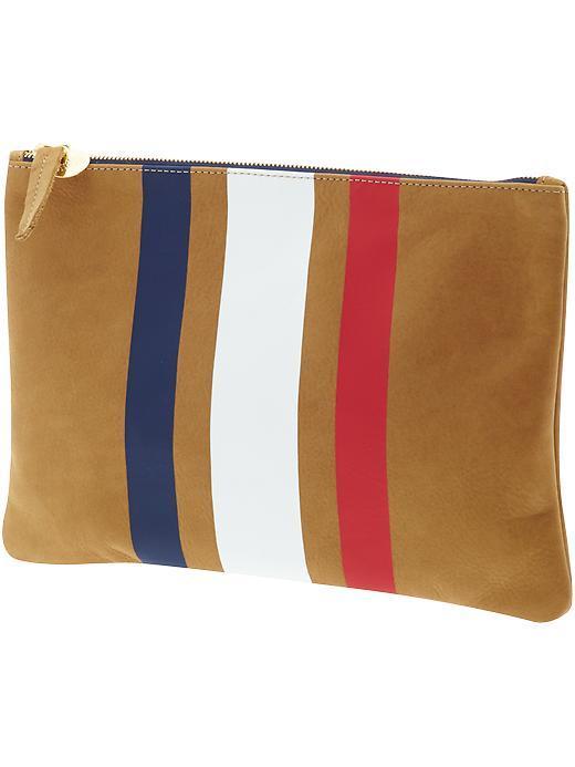 Clare Vivier Clare Vivier Flat Clutch Supreme - Caramel/red White Blue Stripe