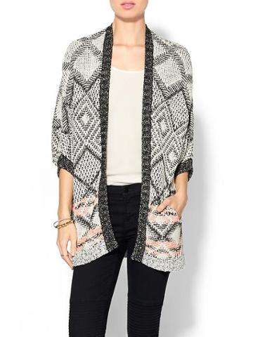 Ella Moss Womens Camino Cardigan Size M/l - Black/coal