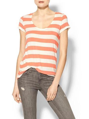 Splendid Striped Drapey Lux Tee - Papaya