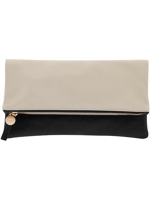 Clare Vivier Foldover Clutch - Black/cream