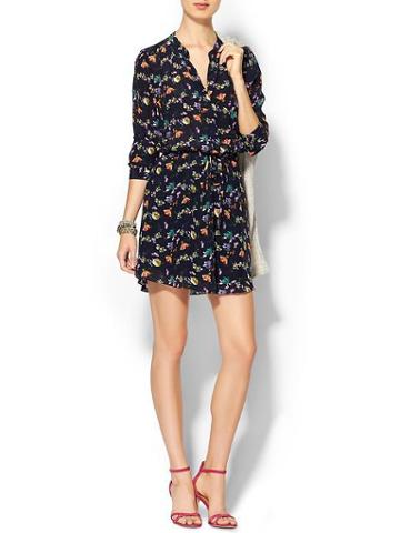 Piperlime Collection Gathered Shirt Dress - Navy Floral