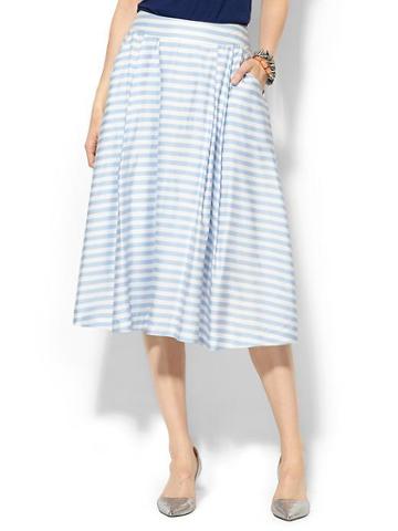 Joa Stripe Midi Skirt - Periwinkle