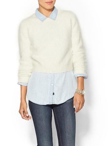 Line Knitwear Womens Jill Fuzzy Sweater Size L - White