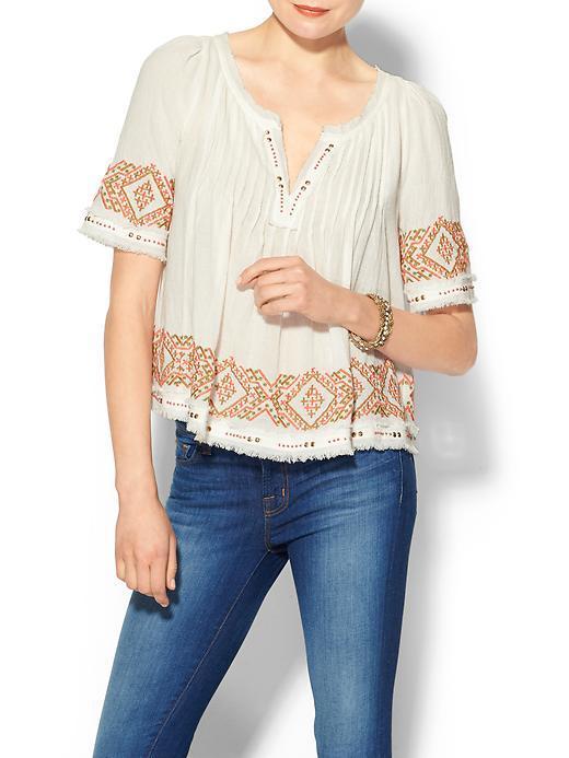 Velvet By Graham & Spencer Milie Embroidered Top - White