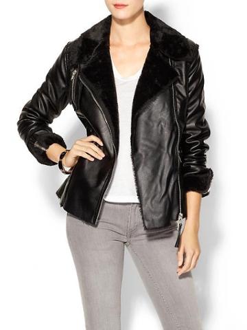 Blank Denim Faux Fur And Leather Jacket - Black Rider