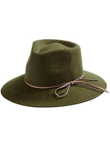 Michael Stars Tied &amp; Trimmed Wide Brim Hat - Army Green