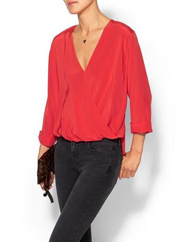 Rory Beca Fronzie Front Twist Blouse - Sin Red
