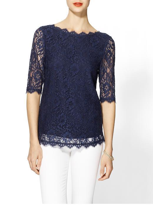 Pim + Larkin Boatneck Lace Top - Navy