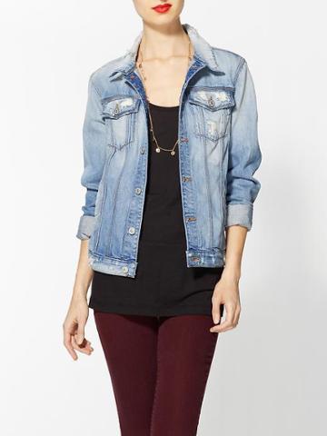 7 For All Mankind Denim Jacket Without Pearls - Light Destroyed