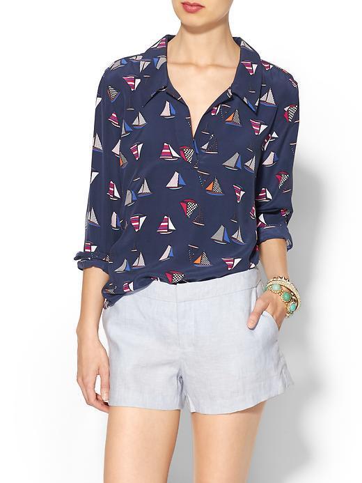 Equipment Long Sleeve Arden Blouse - Peacoat