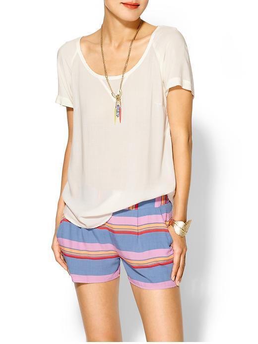 Splendid Short Sleeve Shirting Top - Sand Dollar