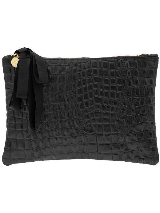 Clare Vivier Flat Clutch - Black Croco
