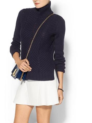 Vince Chevron Turtleneck Sweater - Navy