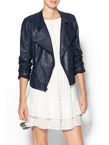 Sanctuary Genuine Leather Jacket - Nite Navy