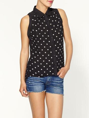 C.luce Polka Dot Sleeveless Blouse