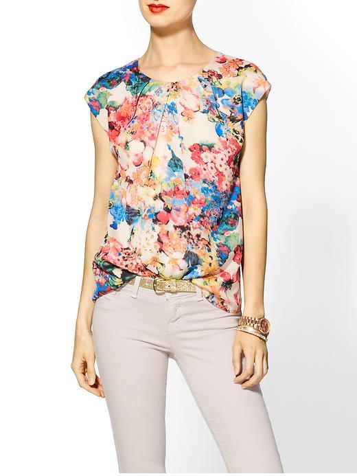 Tinley Road Pleated Floral Print Top