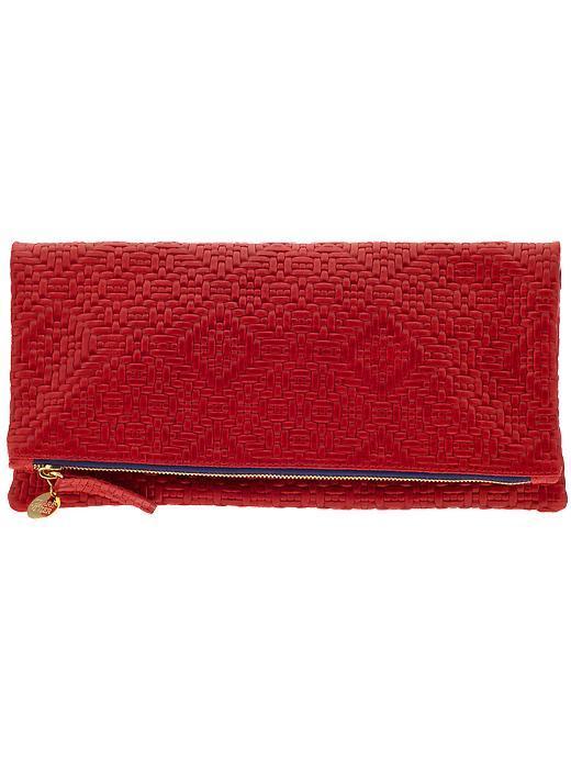 Clare Vivier Foldover Clutch - Red Jigsaw