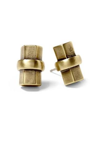 Giles &amp; Brother Hex Tube Earring - Antique Brass