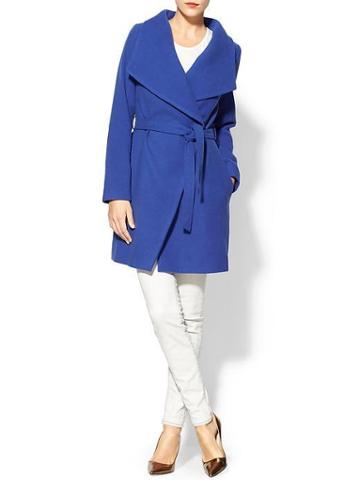 Pim + Larkin Funnel Neck Coat - Cobalt