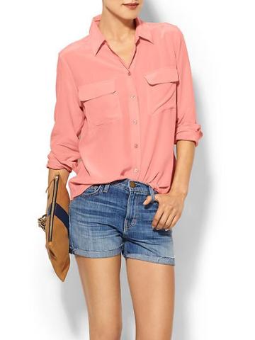 Equipment Slim Signature Blouse - Shell Pink