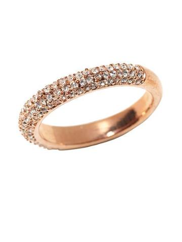 Michael Kors Thin Pave Dome Band Ring - Rose Gold/clear